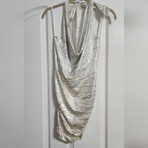 Silver & white halter dress